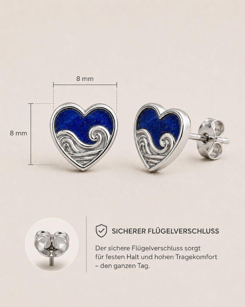 Ahava Ohrringe 8x8 mm Lapis Sterling Silber rhodiniert